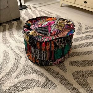 Colorful Cloth Embroidered Boho Storage